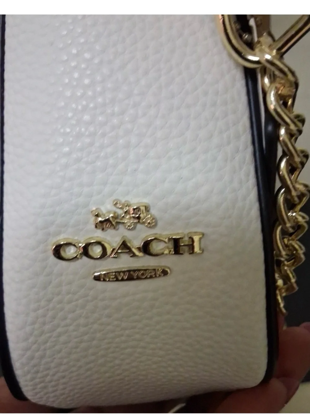 Coach Two-Tone Signature Gold Chain Turn-lock Crossbody Bag Brown & Tan NWT